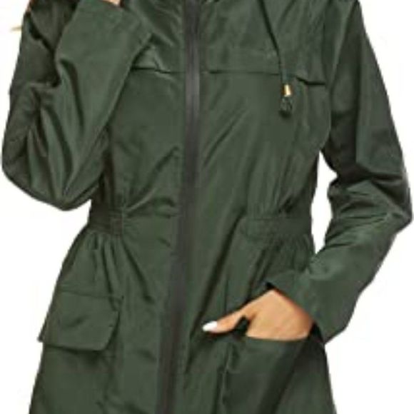 Lomon Women Waterproof Lightweight Rain Jacket Active Outdoor Hooded Raincoat - Picture 3 of 3